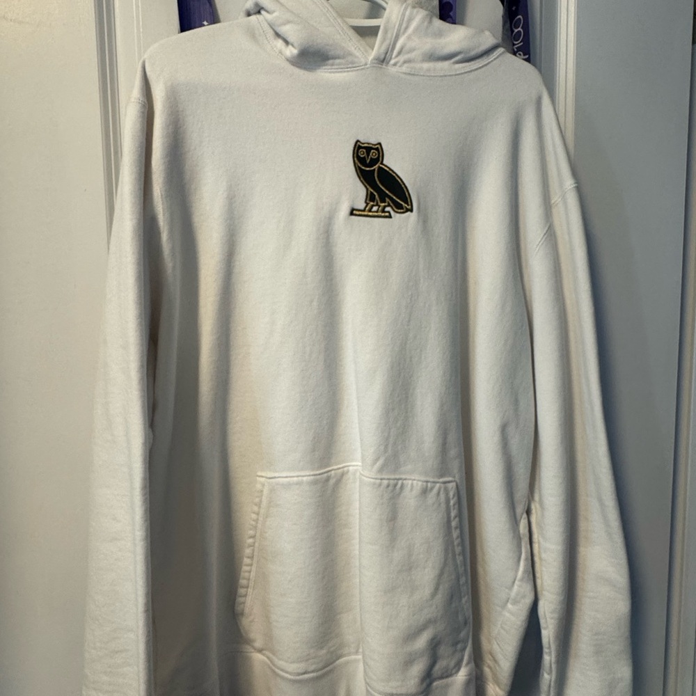 Drake OVO White Hoodie with Black Owl Logo